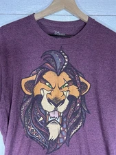 DISNEY LION KING SCAR T-SHIRT MEDIUM MAROON AZTEC GRAPHIC CREWNECK ART ANIME