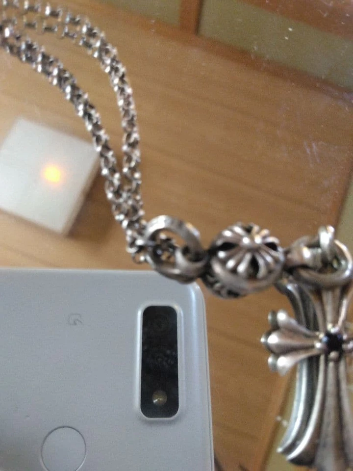 Corazones Cromados Plata Dije y Cadena Rollo con Bolsa Usado, Desgaste Menor de Japón Foto 2 de 4