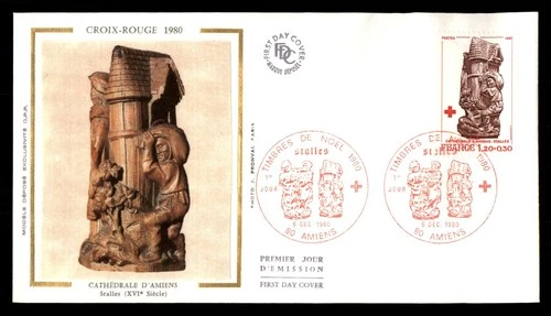 Mayfairstamps France FDC 1980 Sculpture Cathedrale d Amiens Red Cross First Day