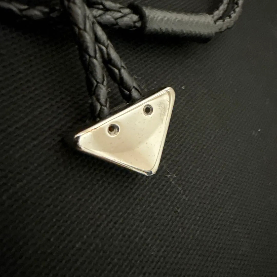 Authentic PRADA Braided Bracelet Black Nappa Leather Triangle Logo Enamel Metal thumbnail 4