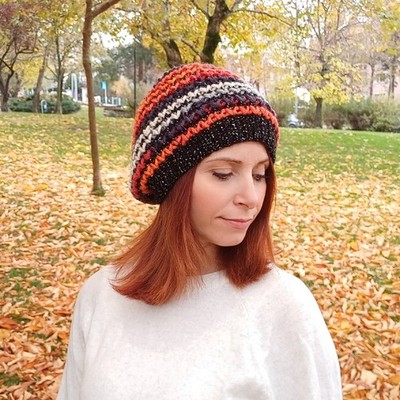 BYOS Women's Winter Ribbed Beret Hat - Slouchy Crochet Knit Beanie, Optional Flower, Warm Double-Layer