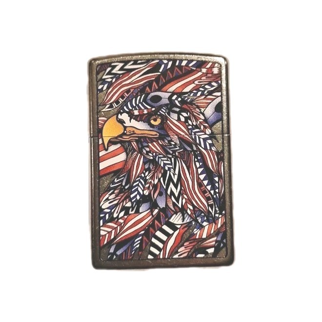 Zippo Windproof American Bald Eagle Lighter, Flag Design, 49