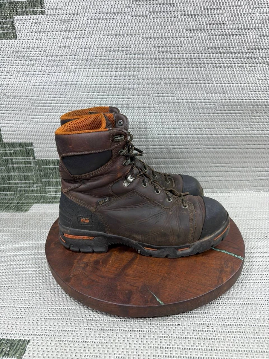 Vintage Timberland Pro Mens 7.5 W Distressed Steel Toe Waterproof Leather Boots Timberland Vintage 1980s Leather Boots Men main image 2