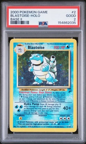 2000 POKEMON BASE SET 2 #2 BLASTOISE-HOLO PSA 2