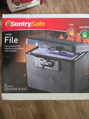 Sentry 1170 Fire Safe Security Box Chest Lockbox w/ Key  Fireproof Black, New
