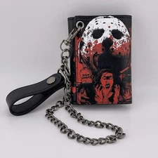 Jason Horror Movie Trifold Wallet With Chain