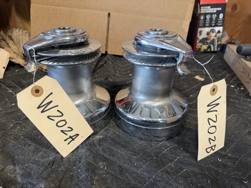 Pair Barient 19 Chrome Bronze Self-Tailing Two-Speed Sailing Winches, W202A/B
