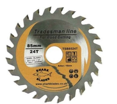 SHARK BLADES Shark 85mm x 24T Circular Saw Blade – Wood & PVC – Fits Bosch, Ryobi, etc