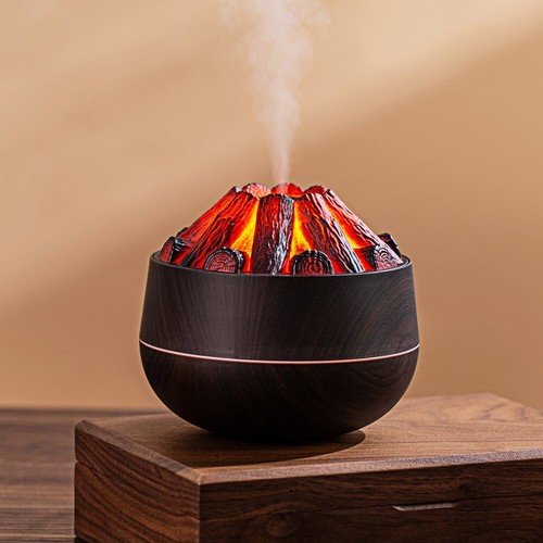 3D Charcoal Effect Humidifier, 300ml Capacity, USB Powered, Wood Grain Design - Picture 25 of 31