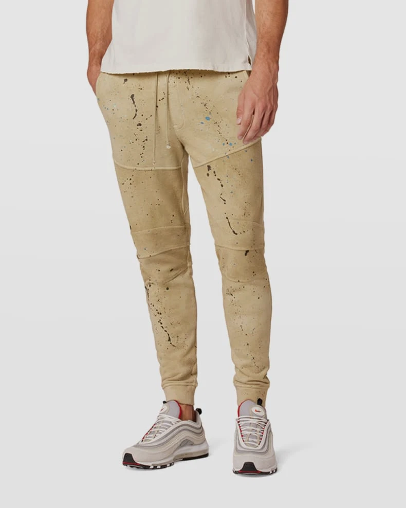 215 Hudson Men s Beige Moto Sweatpants Size Medium