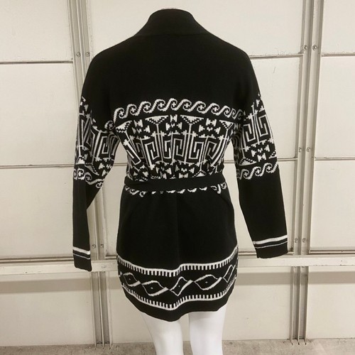 ELIE TAHARI Cashmere Shawl Collar Cardigan Sweater Women's Size L Black White - Picture 3 of 6