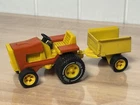 Vintage 1970's TONKA Pressed-Steel Lawn Farm Mini Tractor & Trailer