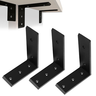 ECOTRIC 4-Pack Heavy Duty Countertop Support Brackets – 8x6x2.5 Inches, 1/2" Thick, 500 Lbs Capacity, Black Steel