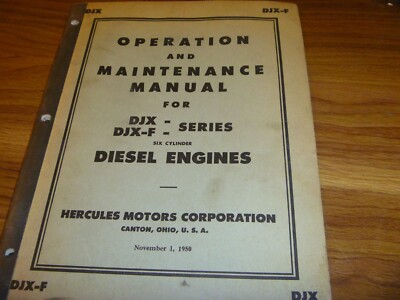 Hercules DJXB DJXC DJXD DJXH DJXH-F Engine Operator & Maintenance Manual