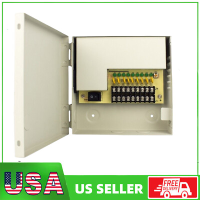 9 Channel/Port 5 AMPS 12V DC 110-240v Power Supply Metal Box Individually Fused