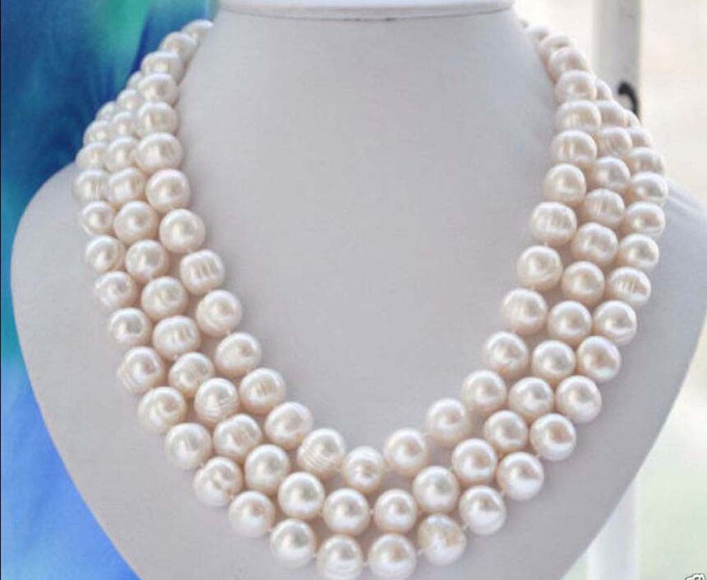 9-10MM WHITE FRESHWATER CULTURED PEARL NECKLACE LONG 50