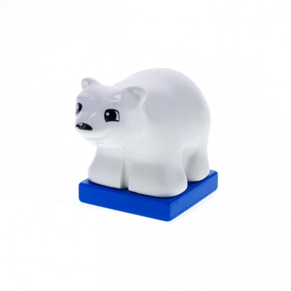 1x Lego Duplo Bear Polar Bear White Blue Baby Polar Animal Zoo Plate 2334c02pb03