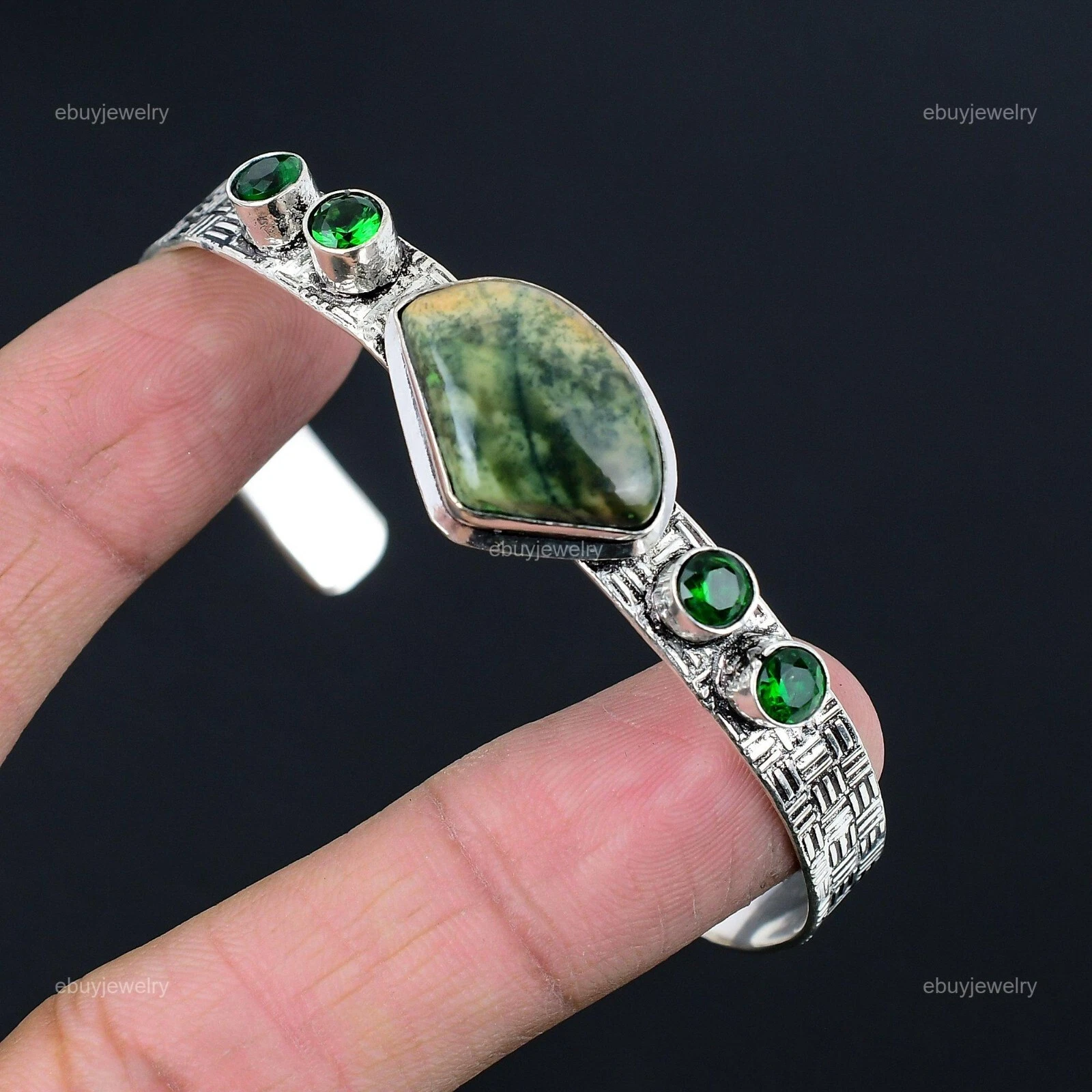 CHROME HEARTS Bracciale Calcedonio Cromato Australiano Naturale Regolabile Argento 925 da Donna