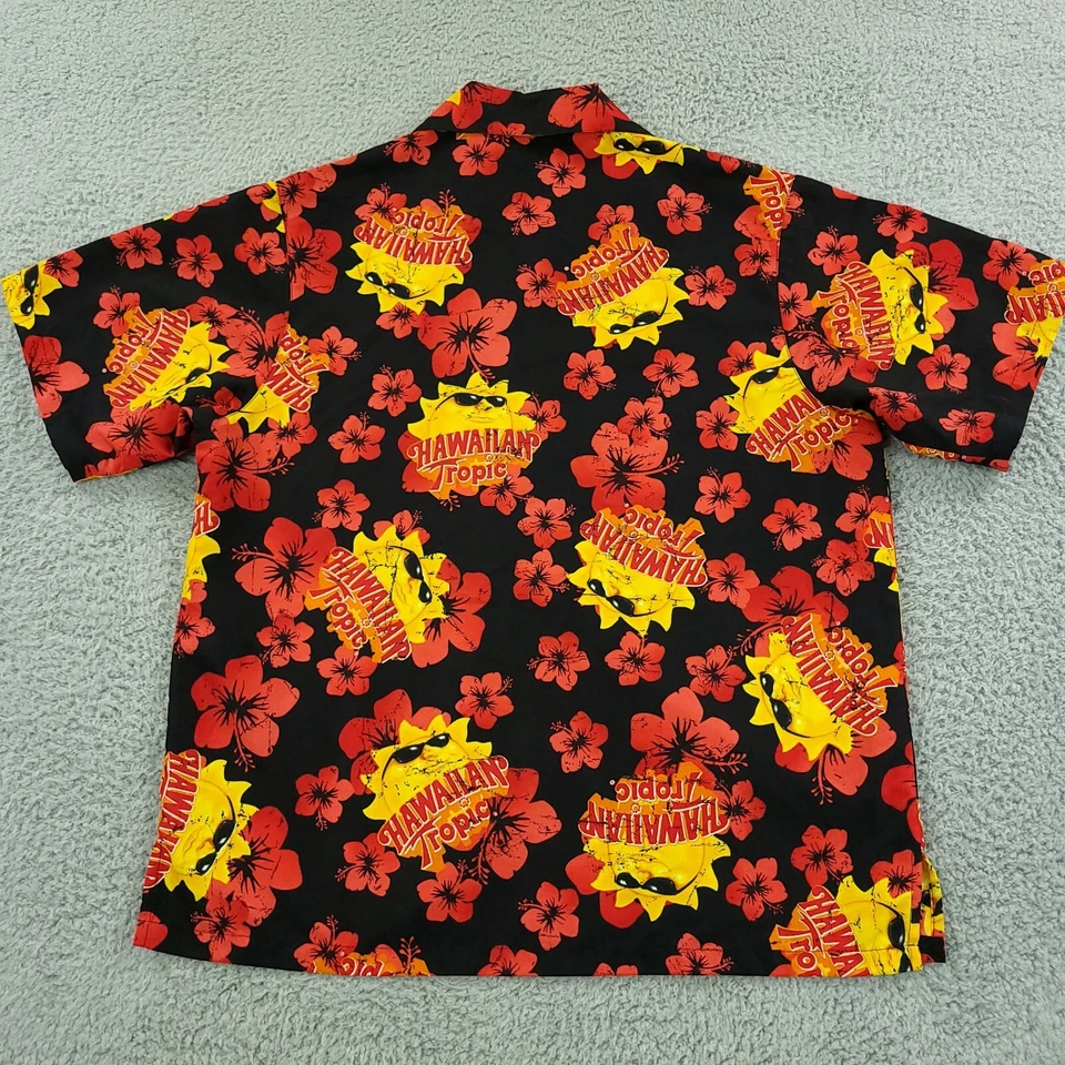 Hawaiian Tropics Shirt Mens Medium Red Floral Beach Camp Hawaiian Resort Surf - Image 4 of 4