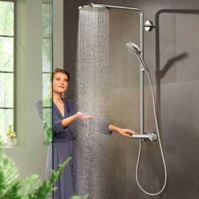 Hansgrohe Raindance Select S showerpipe 240 1 jet with PowderRain 