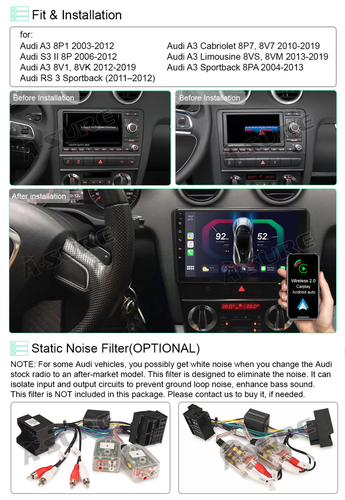 9“ 2+64GB CarPlay For Audi A3 S3 8P 2003-2013 Android14 Car Stereo Head Unit GPS - Picture 3 of 12