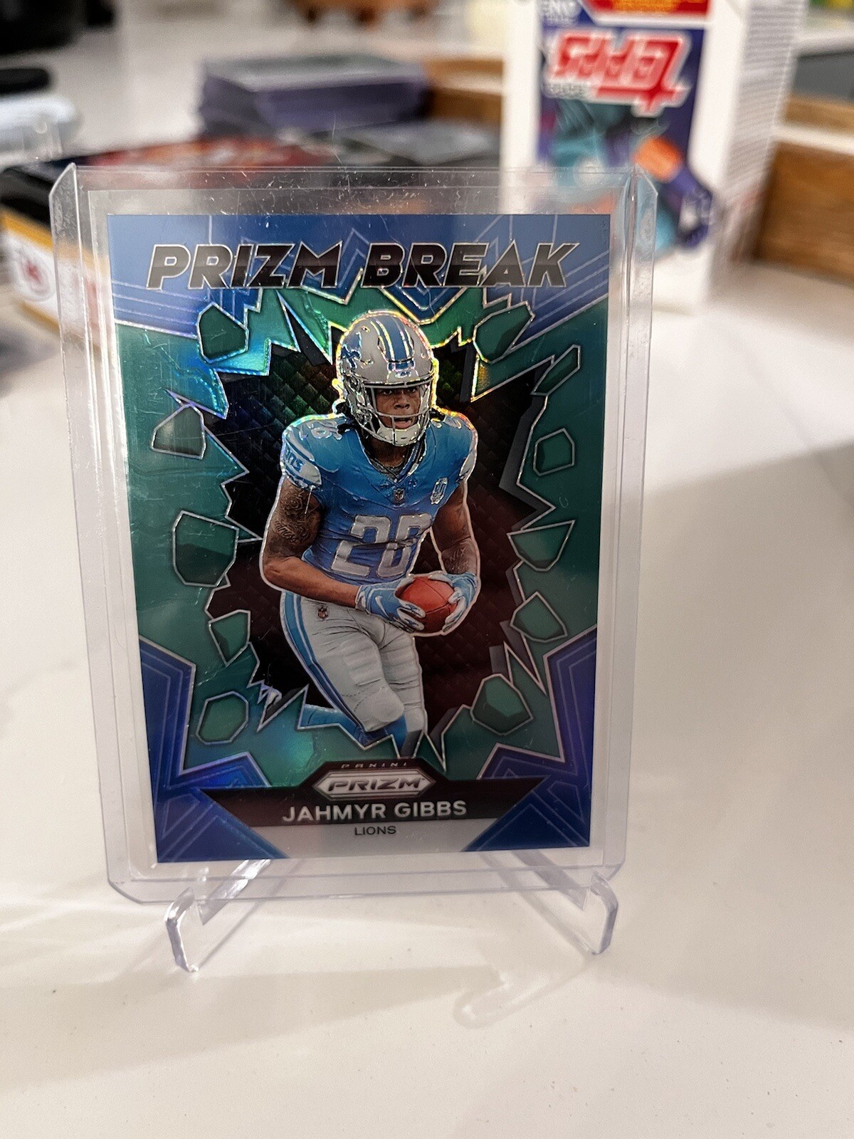 JAHMYR GIBBS 2023 Panini Prizm Break GREEN WAVE PRIZM SP RC INSERT #PB-5! LIONS!