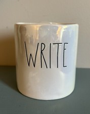Rae Dunn WRITE Pencil Pen Holder By Magenta Opalescent White Finish