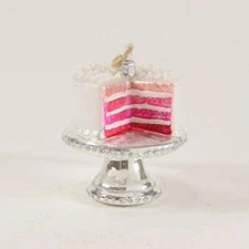 Cody Foster Pink Ombre Hue Cake and Stand Bakery Glass 3" Christmas Ornament
