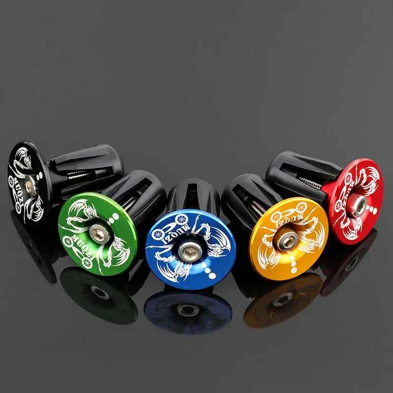 1 par de tapones de aluminio para manillar de bicicleta MTB bicicleta de carretera barra elevadora plana tapa de agarre Foto 2 de 4