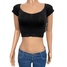 Y2K Black pinched bust seamless s/s crop top one size coquette fairycore costume
