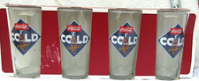 Raro-Set di 4 Bicchieri Coca-Cola Cola Verde Grandi 6" Alto Ancoraggio Gancio 20 oz