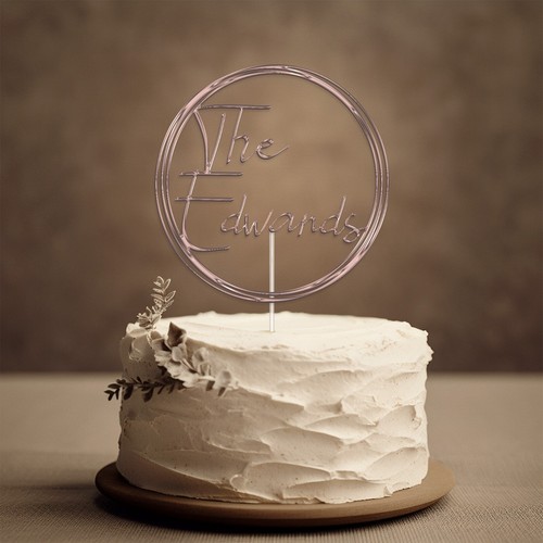 Acrylic Personalised Rustic Wreath Anniversary Wedding Last Name Cake topper - Picture 4 of 10
