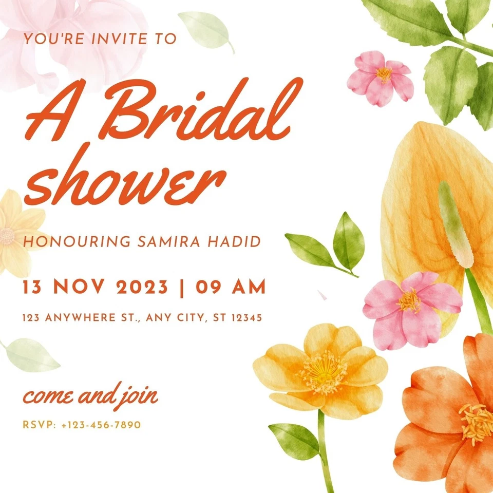 Customizable Bridal Wedding Shower Invitation Card Template #13 DIGITAL DOWNLOAD - Image 3 of 4