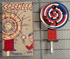 J. Chein & Co. Tin Mechanical Sparkler Spinner Litho July 4th Toy 1950’s Vintage