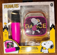 Peanuts Snoopy Wireless Speaker  Karaoke Microphone Set-Pink-Peace-NIB
