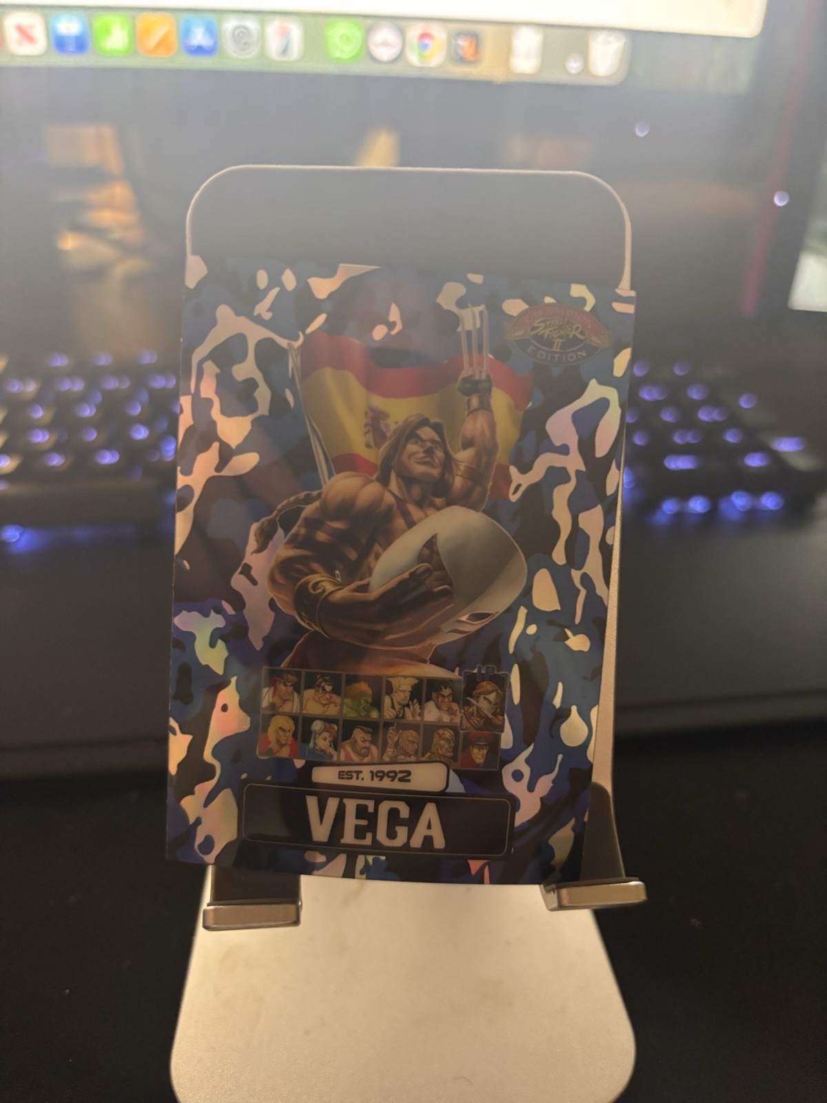 PSA-15 MAGAZINE STREET FIGHTER 2 CHAMPION EDITION PROMO Vega BLUE CAMO /100 Card