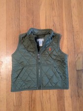 Polo Ralph Lauren Boys Quilted Fleece-Lined Vest Olive green 12M
