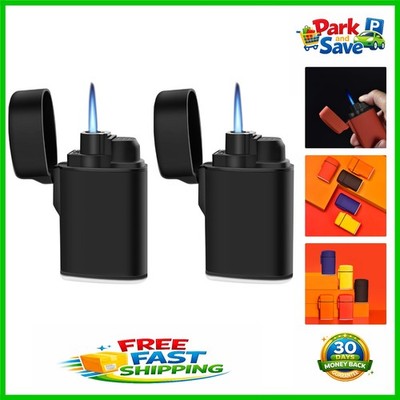 Multi-Functional Mini Torch Lighter - Windproof, Refillable, Black, Pack of 2