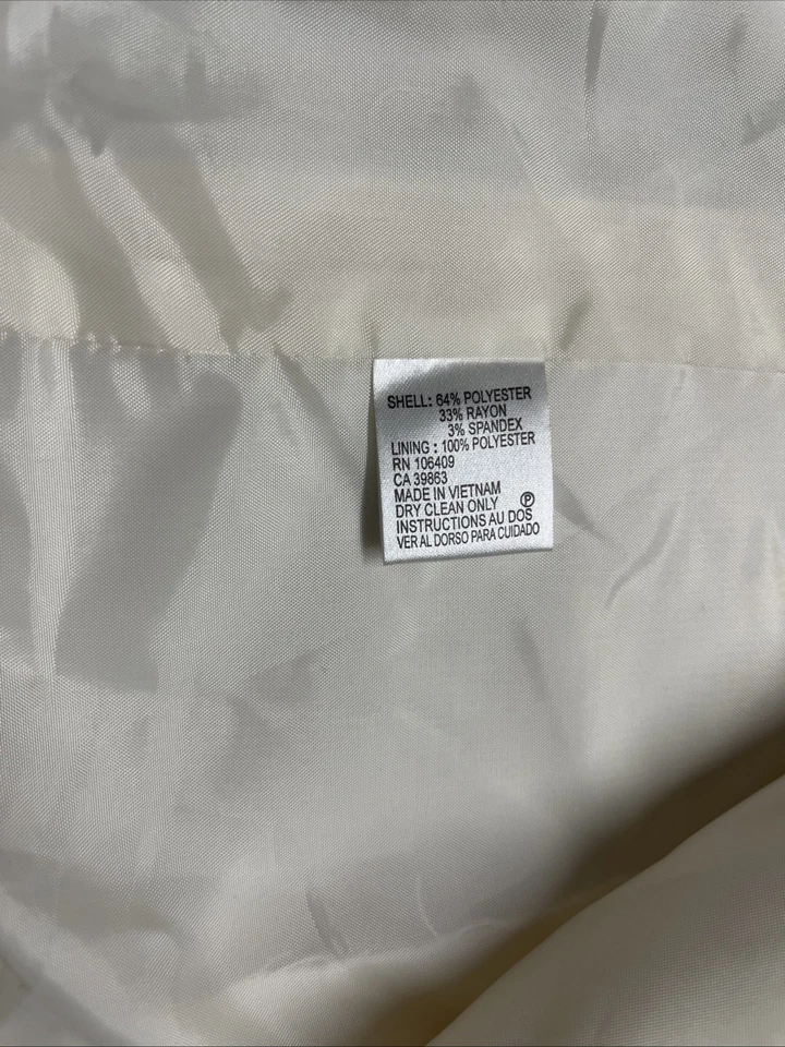 Chaqueta Blazer Tahari Manga Puño Marfil Crema Larga Gabardina Talla 4 Foto 4 de 4