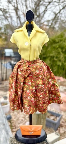 Vintage 1964 Barbie Country Fair Fashion #1603 Bodysuit Purse Floral Skirt 1960s