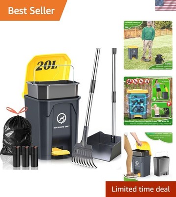 Luxury Dog Waste Disposal Station - 20L Trash Can with Metal Scooper & 60 Bags