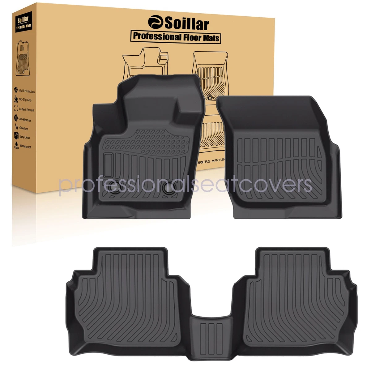 Alfombrillas De Coche Para Ford Fusion 2013-2016 - TPE/goma, Para Todo Clima, 3D, Negras, Set Completo