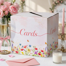 OurWarm White Wedding Card Box, Floral Paperboard Gift Card Box for Party Wed...