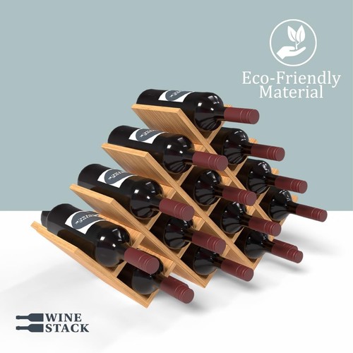 13 Bottle Bamboo Small Wine Rack for Countertop, No Tools Assembly, Modern La... - Picture 8 of 8