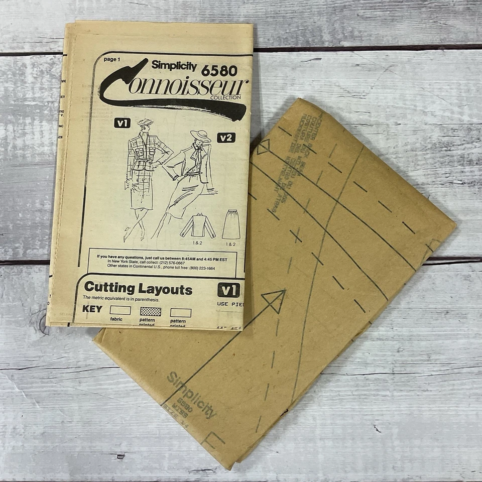 Simplicity 6580 Sewing Pattern Suit Jacket Skirt Lined VTG Miss Size 14 UNCUT - Image 3 of 4