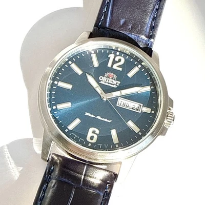 B094 Big Face ORIENT Blue Dial See Through Back Automatic Mechanical Men's Watch - Image 1 of 4