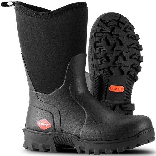 Men's Mid Calf Rubber Work Boots Waterproof Rain Boots Insulated Mud Boots wi...