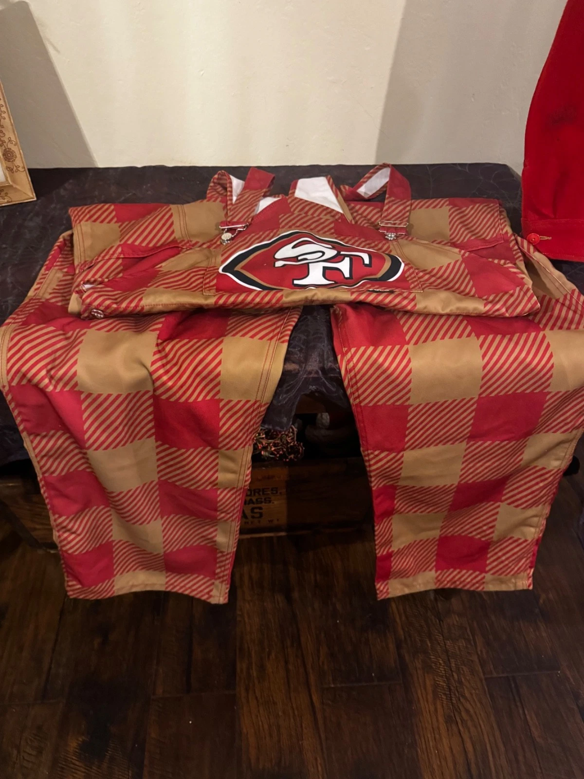 San Francisco 49ers Red Football FOCO NFL 2X Team Logo Bib Overalls
