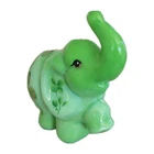 FENTON GLASS 2008  LUCKY 🍀 CHAMELEON GREEN ELEPHANT FIGURINE HP P. LAUDERMAN