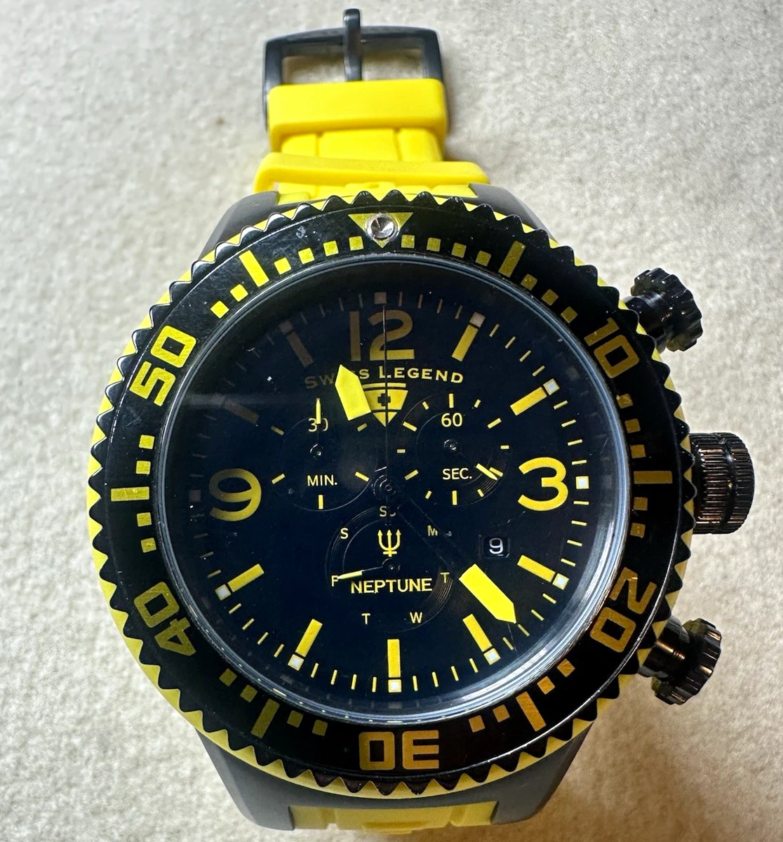 Swiss Legend Neptune Womens Watch 39mm Blue Dial Silicone Diver Date New Battery Swiss legend neptune diver - Gem main image 2